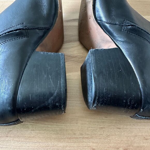 COACH Paulina Black Leather Ankle‎ Boots Embossed Snake Belt Booties Size 10 - Picture 6 of 10